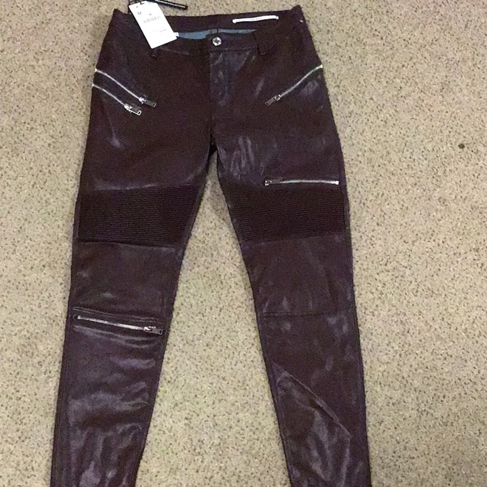 Zara premium faux leather moto pant NWT